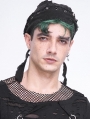 Black Gothic Punk Eyelet Fitted Head Scarf for Men
