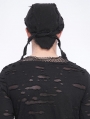 Black Gothic Punk Eyelet Fitted Head Scarf for Men