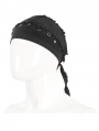 Black Gothic Punk Eyelet Fitted Head Scarf for Men