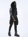 Black Gothic Faux Fur Winter Warm Long Hooded Scarf for Men
