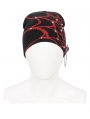 Black and Red Gothic Punk Rivet Spider Web Pattern Knit Hat for Men