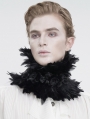 Black Gothic Retro Party Rose Feather Stand High Collar for Men