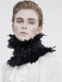 Black Gothic Retro Party Rose Feather Stand High Collar for Men