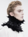 Black Gothic Retro Party Rose Feather Stand High Collar for Men