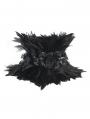 Black Gothic Retro Party Rose Feather Stand High Collar for Men