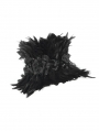 Black Gothic Retro Party Rose Feather Stand High Collar for Men