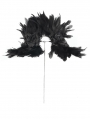 Black Gothic Retro Party Rose Feather Stand High Collar for Men