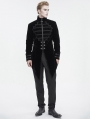 Black Vintage Gothic Embroidery Stand Collar Swallow Tail Coat for Men