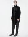 Black Vintage Gothic Embroidery Stand Collar Swallow Tail Coat for Men