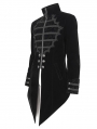 Black Vintage Gothic Embroidery Stand Collar Swallow Tail Coat for Men