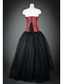 Red and Black Gothic Steampunk Corset High-Low Prom Party Dress