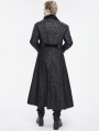 Black Vintage Gothic Dark Pattern Double-Breasted Lapel Long Coat for Men