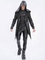 Black Gothic Stylish Punk Eyelets Hooded Jacket for Men