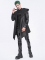 Black Gothic Stylish Punk Eyelets Hooded Jacket for Men