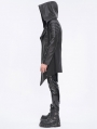 Black Gothic Stylish Punk Eyelets Hooded Jacket for Men