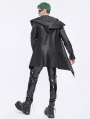 Black Gothic Stylish Punk Eyelets Hooded Jacket for Men