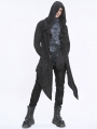 Black Gothic Punk Casual Irregular Print Hooded Cardigan for Men
