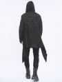 Black Gothic Punk Casual Irregular Print Hooded Cardigan for Men