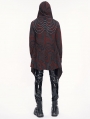 Red Gothic Punk Casual Irregular Print  Hooded Cardigan for Men