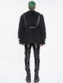 Black Fashion Gothic Punk Eyelet Lapel Faux Fur Zip-Up Jacket for Men