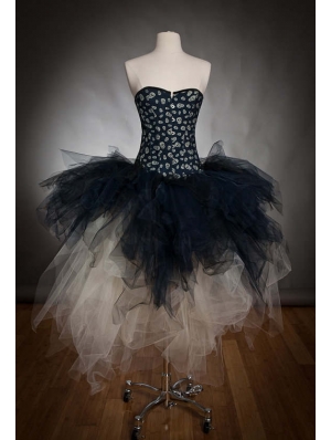 Alternative Fashion Black and Ivory Gothic Corset Prom Party Dress