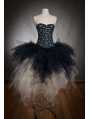 Alternative Fashion Black and Ivory Gothic Corset Prom Party Dress