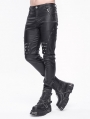 Black Gothic Punk Studded Daily Long Fitted Pants for Men