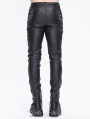 Black Gothic Punk Studded Daily Long Fitted Pants for Men