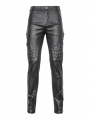 Black Gothic Punk Studded Daily Long Fitted Pants for Men
