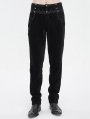 Black Gothic Retro Lace Trim Slant Pocket Party Pants for Men