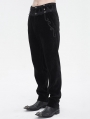 Black Gothic Retro Lace Trim Slant Pocket Party Pants for Men