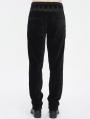 Black Gothic Retro Lace Trim Slant Pocket Party Pants for Men