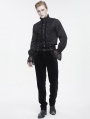 Black Gothic Retro Lace Trim Slant Pocket Party Pants for Men