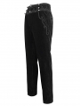 Black Gothic Retro Lace Trim Slant Pocket Party Pants for Men