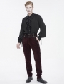 Red Gothic Retro Lace Trim Slant Pocket Party Pants for Men