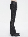 Black Gothic Vintage Pattern Lace-Up Flared Pants for Men