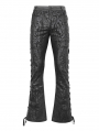 Black Gothic Vintage Pattern Lace-Up Flared Pants for Men