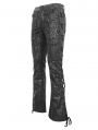 Black Gothic Vintage Pattern Lace-Up Flared Pants for Men