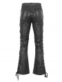 Black Gothic Vintage Pattern Lace-Up Flared Pants for Men