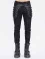 Black Gothic Punk Multi-Buckle Straps Skinny Fit Pants for Men