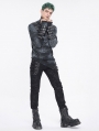 Black Gothic Punk Multi-Buckle Straps Skinny Fit Pants for Men