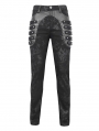Black Gothic Punk Multi-Buckle Straps Skinny Fit Pants for Men