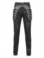 Black Gothic Punk Multi-Buckle Straps Skinny Fit Pants for Men