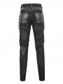 Black Gothic Punk Multi-Buckle Straps Skinny Fit Pants for Men