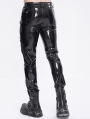 Black Gothic Punk Faux Leather Skinny Pants for Men