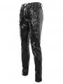 Black Gothic Punk Faux Leather Skinny Pants for Men