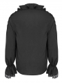 Black Gothic Vintage Ruffle Long Sleeve Loose Party Shirt for Men