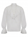 White Gothic Vintage Ruffle Long Sleeve Loose Party Shirt for Men