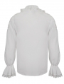 White Gothic Vintage Ruffle Long Sleeve Loose Party Shirt for Men