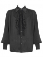 Black Gothic Gorgeous Ruffle Button Placket Party Shirt for Men
